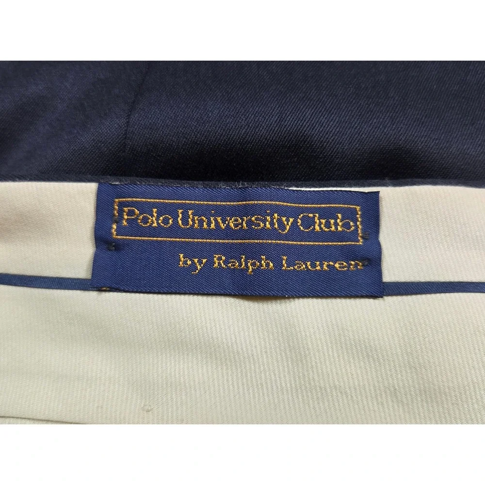 Polo Ralph Lauren University Club Mens Navy Blue Pleated Cuffed Wool Pants 36x31